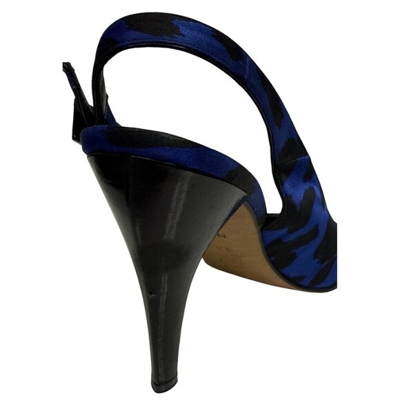 Yves Saint Laurent Slingback Women's Pumps Heels Shoes Blue Animal Print 8.5 - Picture 8 of 8